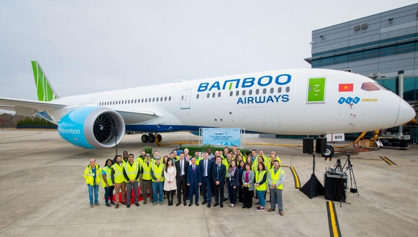 Lễ bàn giao máy bay Boeing 787-9 Dreamliner giữa Boeing và Bamboo Airways hôm 9/12 tại Trung tâm bàn giao của Boeing tại South Carolina, Mỹ.
