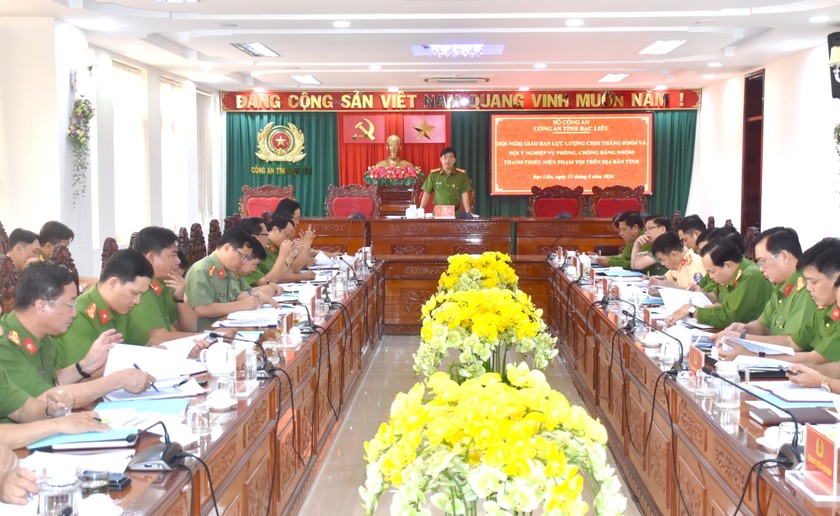 Các đại biểu tham dự Hội nghị giao ban lực lượng Cảnh sát hình sự tháng 8/2024 và Hội ý nghiệp vụ phòng, chống băng nhóm thanh thiếu niên phạm tội trên địa bàn tỉnh Bạc Liêu.