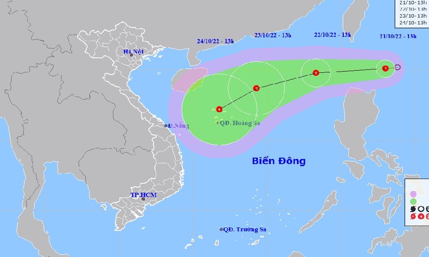 Dự báo hướng đi của áp thấp nhiệt đới.