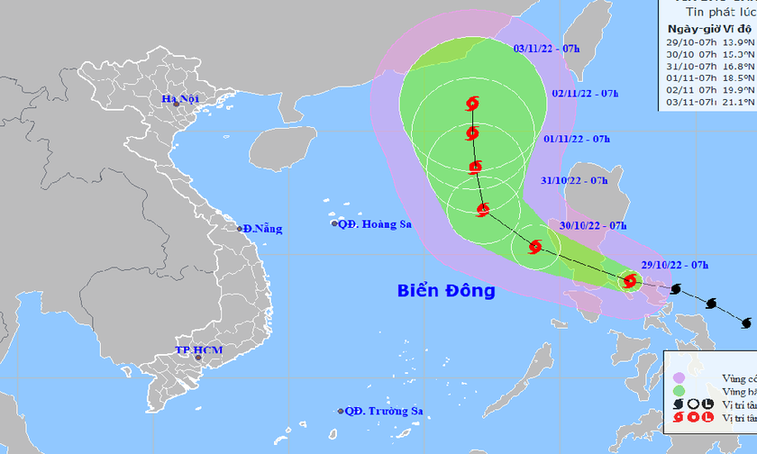 Dự báo hướng đi của cơn bão NALGAE