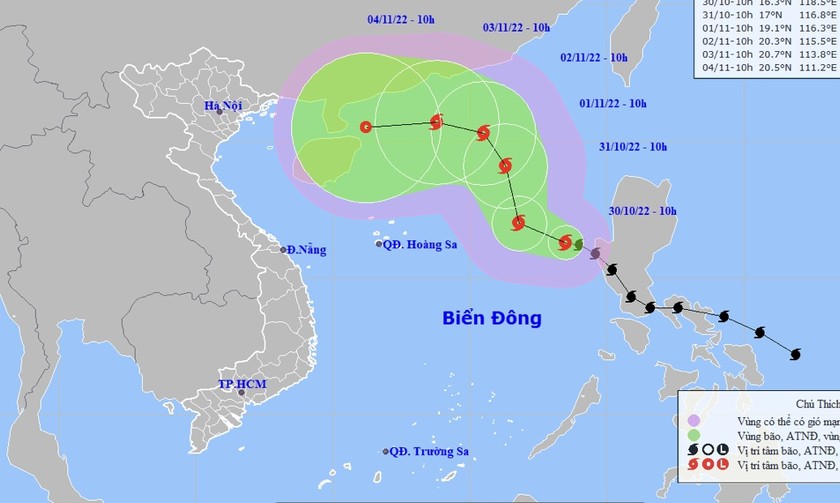 Bão số 7 có xu hướng mạnh dần lên.