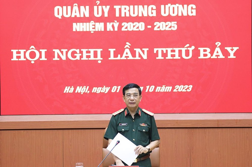 Đại tướng Phan Văn Giang phát biểu tại hội nghị.