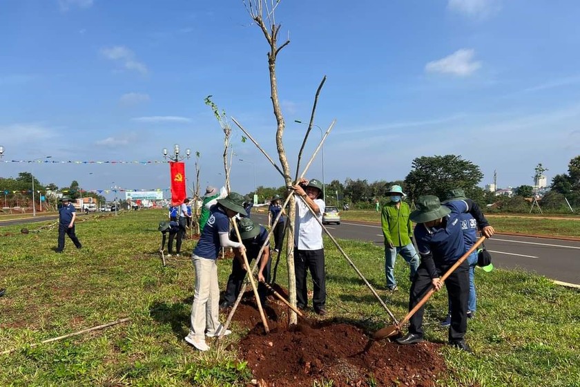 Thế hệ trẻ tỉnh Đắk Lắk tích cực tham gia hoạt động trồng cây. Ảnh: Nhật Minh