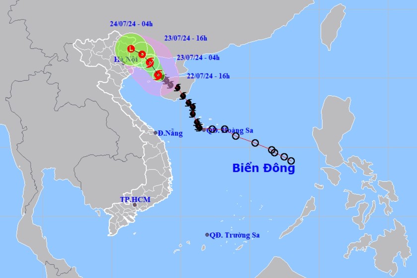 Bão số 2 cách Quảng Ninh - Hải Phòng 170km. Ảnh: nchmf.gov.vn