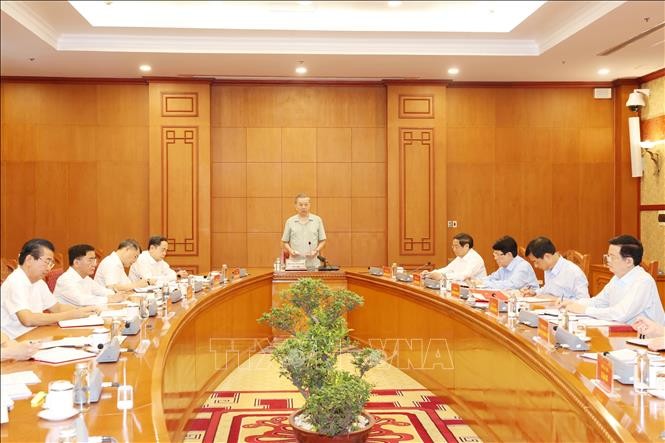 Tổng Bí thư, Chủ tịch nước Tô Lâm phát biểu kết luận phiên họp thứ hai Tiểu ban Nhân sự Đại hội XIV của Đảng. Ảnh: Trí Dũng/TTXVN