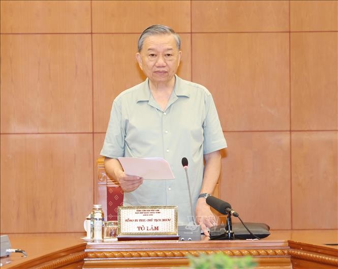 Tổng Bí thư, Chủ tịch nước Tô Lâm phát biểu kết luận phiên họp thứ hai Tiểu ban Nhân sự Đại hội XIV của Đảng. Ảnh: Trí Dũng/TTXVN
