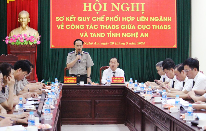 Cục Trưởng Cục Thi hành án dân sự Nghệ An, ông Phạm Quốc Nam tại Hội nghị. 