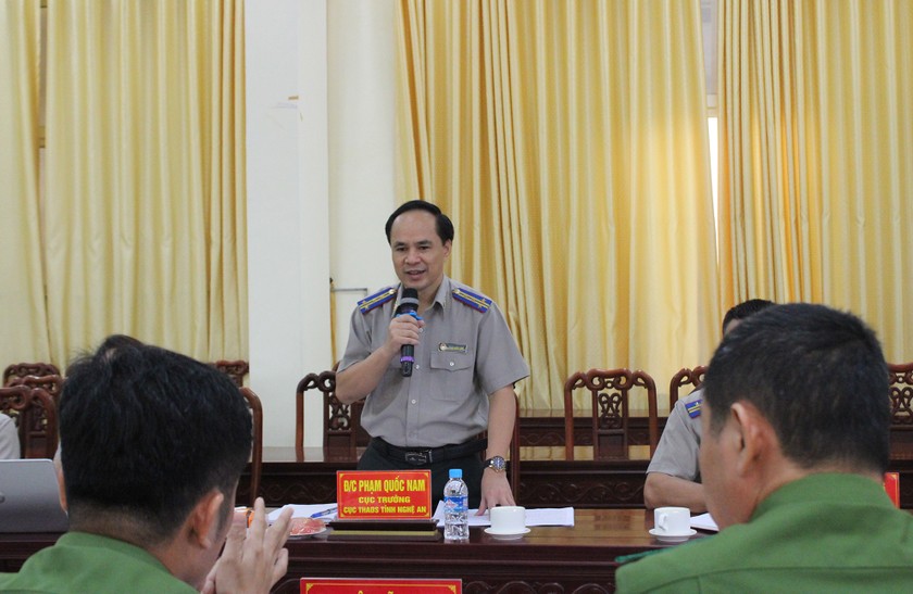 Ông Phạm Quốc Nam, Cục trưởng Cục THADS Nghệ An đánh giá cao công tác phối hợp giữa các đơn vị liên quan.