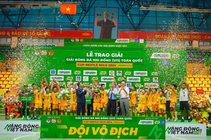 U11 Sông Lam Nghệ An xuất sắc giành chức vô địch tại Giải bóng đá Nhi đồng toàn quốc 2024.