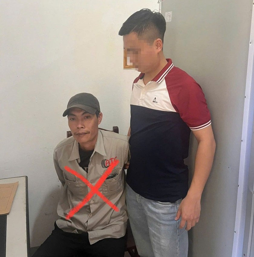 Đối tượng Bùi Hải Trung tại cơ quan công an.