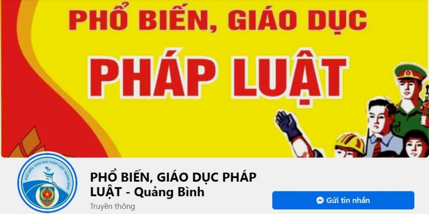 Giao diện chính của  Fanpage: Phổ biến giáo dục pháp luật – Quảng Bình.