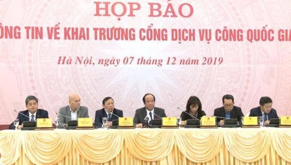 Họp báo thông tin chuẩn bị cho Lễ khai trương Cổng Dịch vụ công Quốc gia hôm 7/12/2019.