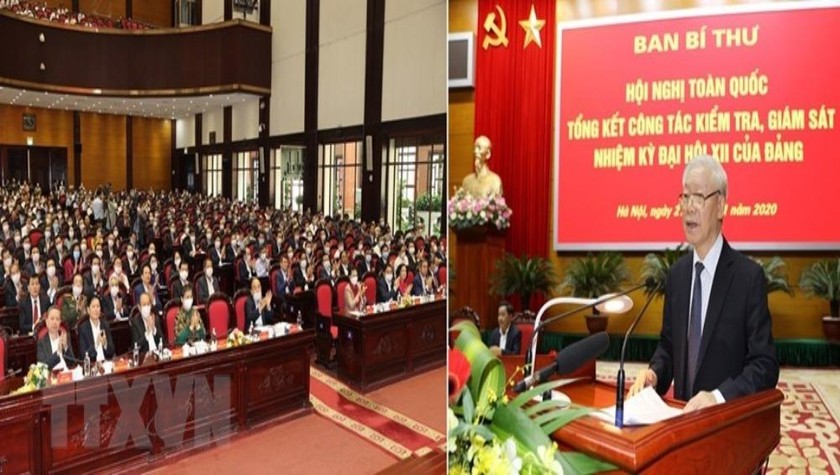 Tổng Bí thư, Chủ tịch nước Nguyễn Phú Trọng phát biểu tại Hội nghị tổng kết công tác kiểm tra, giám sát nhiệm kỳ Đại hội lần thứ XII của Đảng.