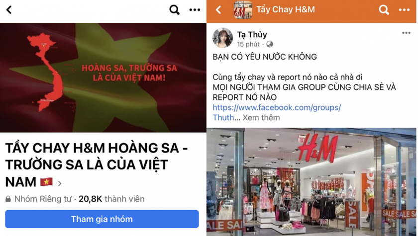 Các group tẩy chay H&M cũng nhanh chóng được lập và thu hút sự tham gia của hàng chục nghìn thành viên. Ảnh: VOV