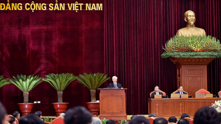 Tổng Bí thư Nguyễn Phú Trọng phát biểu khai mạc Hội nghị Trung ương 3 khóa XIII. Ảnh: VGP/Nhật Bắc