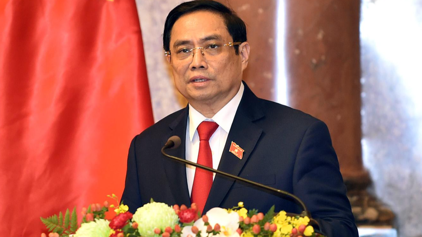 Thủ tướng Chính phủ Phạm Minh Chính phát biểu tại Lễ công bố thành viên Chính phủ nhiệm kỳ Quốc hội khóa XV, chiều ngày 28/7. Ảnh: VGP/Nhật Bắc