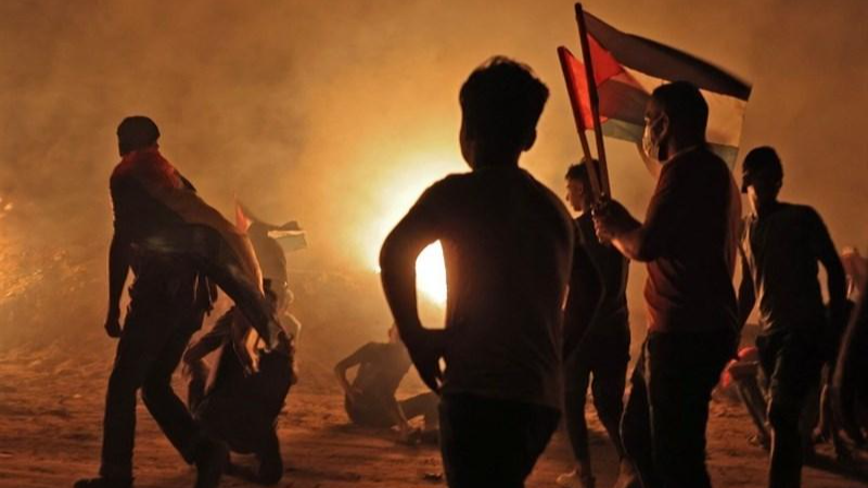 Hàng trăm cuộc biểu tình diễn ra ban đêm dọc theo biên giới Dải Gaza trong tuần qua. Ảnh: Tasnim News