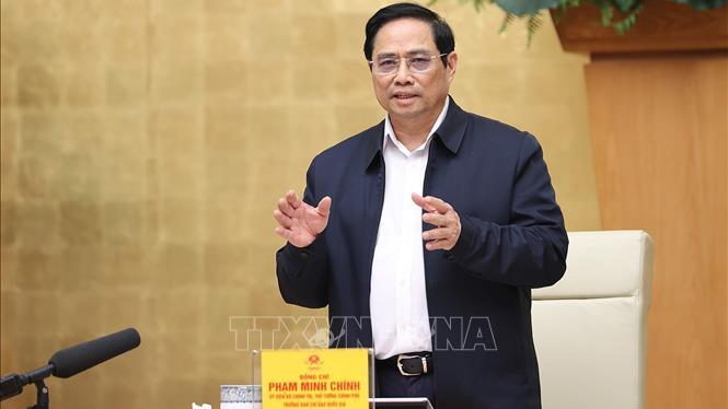 Thủ tướng Phạm Minh Chính phát biểu kết luận cuộc họp. Ảnh: Dương Giang/TTXVN