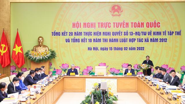 Thủ tướng chủ trì Hội nghị trực tuyến toàn quốc về kinh tế tập thể, HTX - Ảnh: VGP/Nhật Bắc