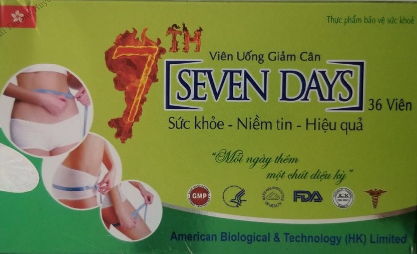 Viên uống giảm cân Seven days chứa chất cấm Sibutramine.