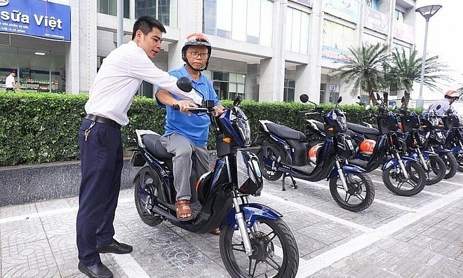 Loại xe đạp mà đơn vị thí điểm triển khai kết nối giữa bus BRT với Trung tâm thương mại AEON Mall Hà Đông. (Ảnh: ANTĐ)