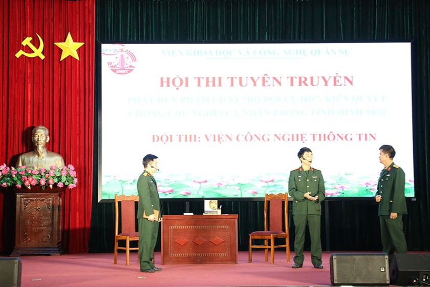 Tiểu phẩm kịch ngắn của Viện Công nghệ thông tin. Ảnh: mod.gov.vn