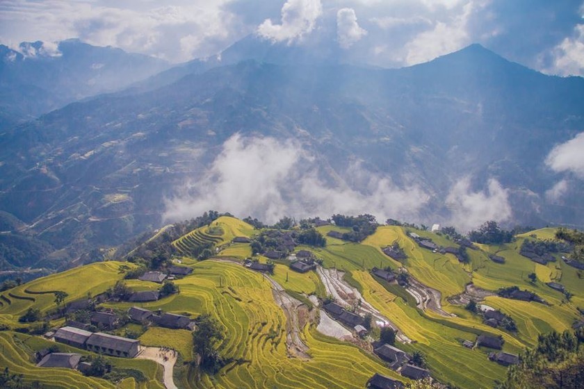 Ruộng bậc thang ở Hoàng Su Phì (Hà Giang) với vẻ đẹp như tranh vẽ. (Ảnh: Đài PT&TH Hà Giang)