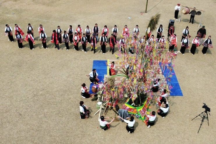 Lễ hội cầu mưa của người Thái Trắng ở huyện Mộc Châu, tỉnh Sơn La được bảo tồn và phát huy. (Ảnh: Hà Hằng)