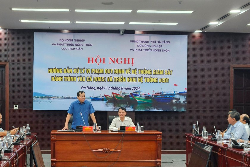 Cục trưởng Cục Thủy sản Trần Đình Luân phát biểu tại Hội nghị. (Ảnh: Vũ Vân Anh)