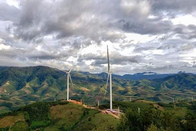 Một góc dự án điện gió Tân Tấn Nhật - Đăk Glei. (Ảnh: Trọng Triển)