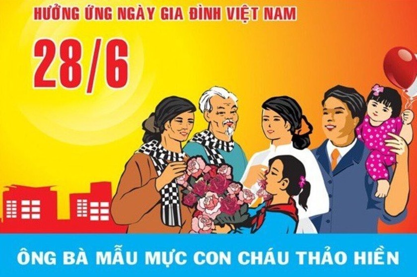 Từ khi ra đời, Ngày Gia đình Việt Nam đã trở thành một hoạt động thiết thân, quan trọng trong đời sống gia đình Việt. (Áp phích truyền thông về Ngày Gia đình Việt Nam)