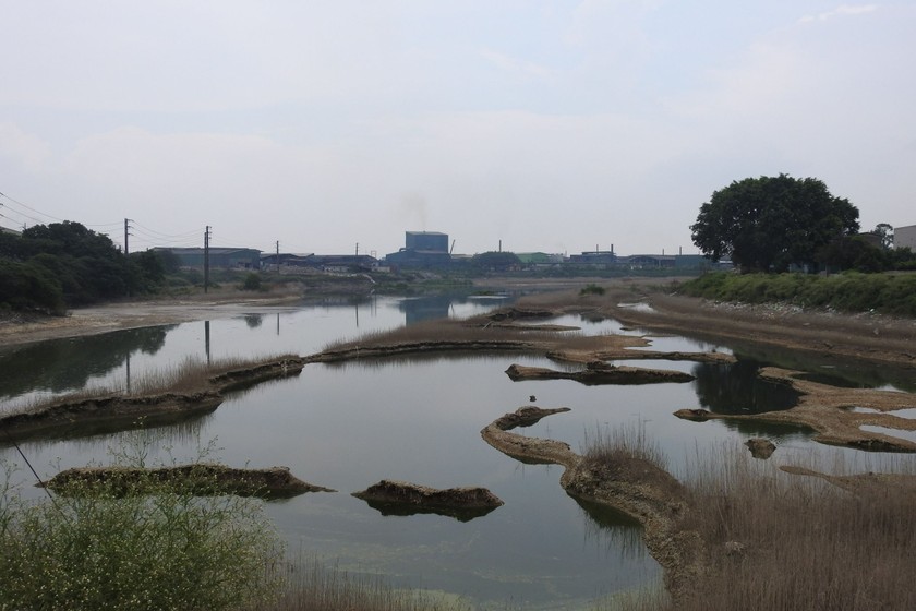 Hiện trạng lòng sông Ngũ Huyện Khê bị ô nhiễm. 