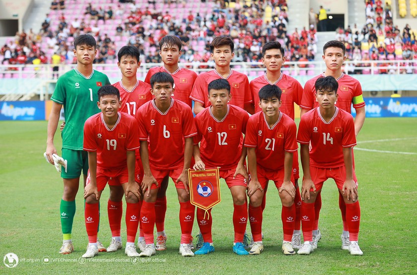 Đội tuyển U16 Việt Nam thi đấu tại giải U16 Đông Nam Á. (Nguồn: VFF) 