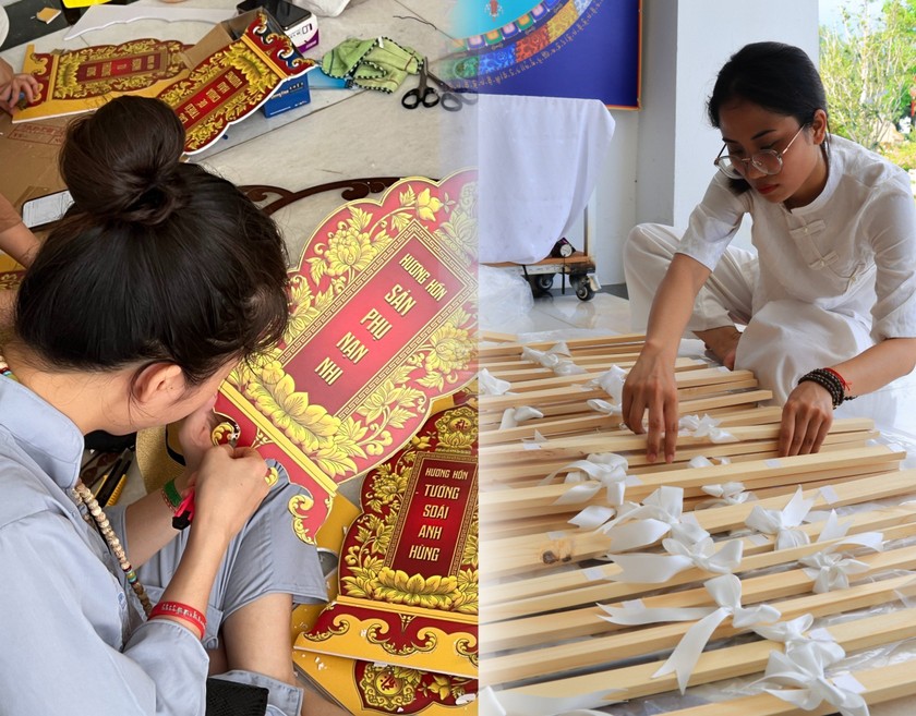 Đông đảo Phật tử trong 15 tiểu ban (nghi lễ, hộ đàn trang trí, bếp, lễ tân, vận chuyển, điều phối…) cùng nỗ lực chấp tác