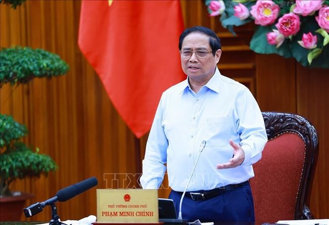 Thủ tướng Phạm Minh Chính chủ trì họp Thường trực Chính phủ về một số Luật. Ảnh: Dương Giang/TTXVN