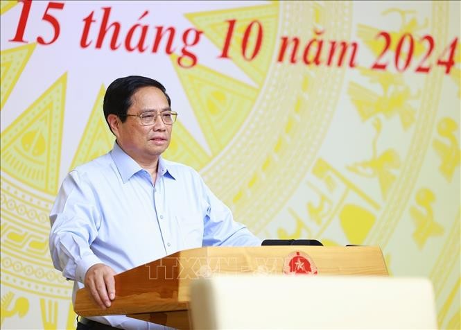 Thủ tướng Phạm Minh Chính, Bí thư Ban Cán sự Đảng Chính phủ khai mạc hội nghị. Ảnh: Dương Giang/TTXVN