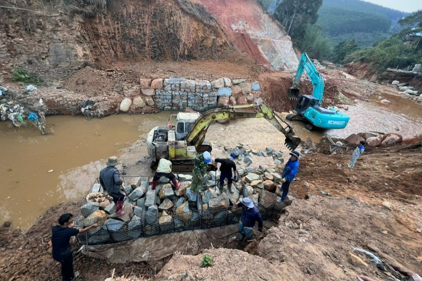 Một góc công trường dự án Nhà máy thủy điện Cam Ly. (Ảnh: Mai Long)