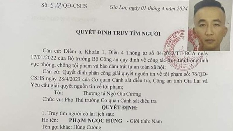 Cơ quan CSĐT truy tìm Phạm Ngọc Hùng trước khi bị bắt.