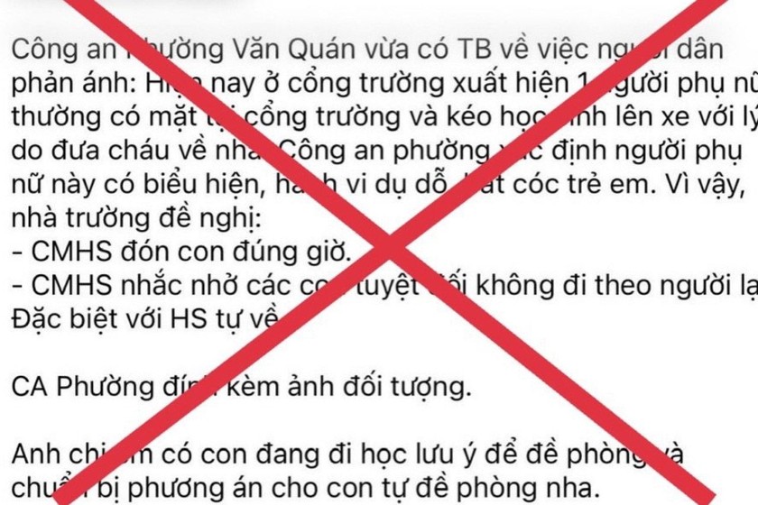 Thông tin 'bắt cóc trẻ em' ở Hà Đông là giả mạo