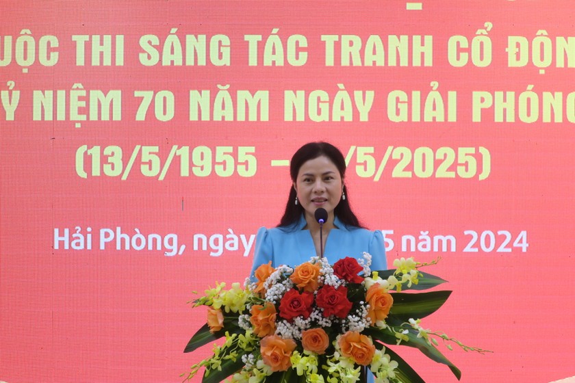 Giám đốc Sở Văn hóa và Thể thao Trần Thị Hoàng Mai phát động Cuộc thi.
