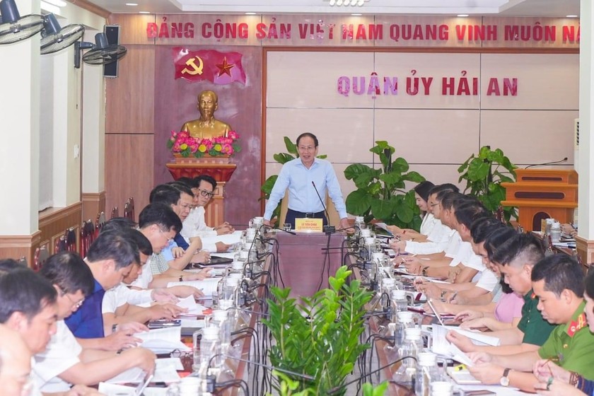 Bí thư Thành ủy Hải Phòng Lê Tiến Châu làm việc với Ban Thường vụ Quận uỷ Hải An.