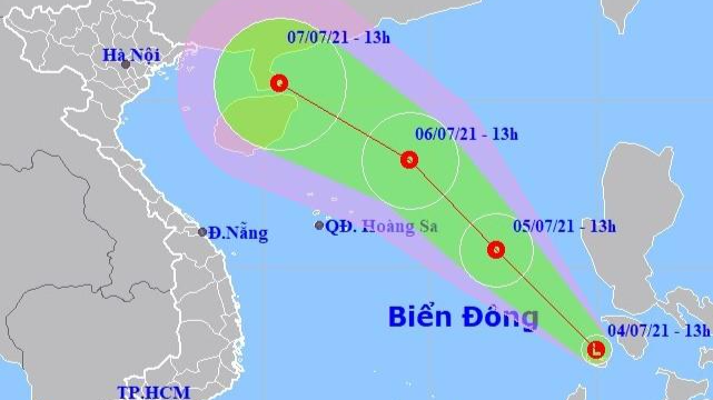 Dự báo vị trí, đường đi của vùng áp thấp/ áp thấp nhiệt đới. Ảnh NCHMF.