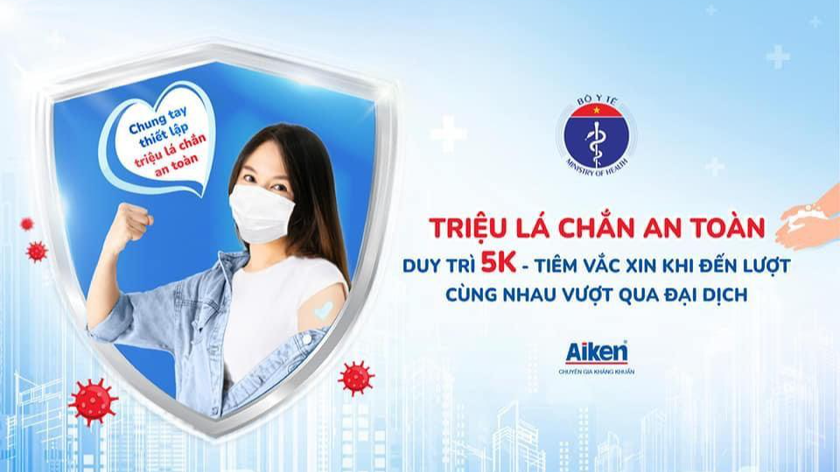 Chương trình hưởng ứng “Triệu lá chắn an toàn 5K + Vaccine”. Ảnh: Bộ Y tế