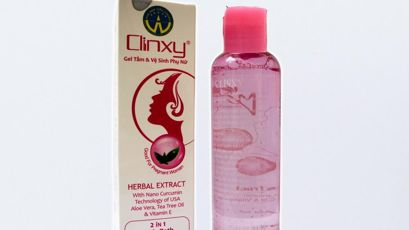 Mỹ phẩm Clinxy Gel tắm & vệ sinh phụ nữ không đạt đủ tiêu chuẩn chất lượng. (Ảnh: Internet).