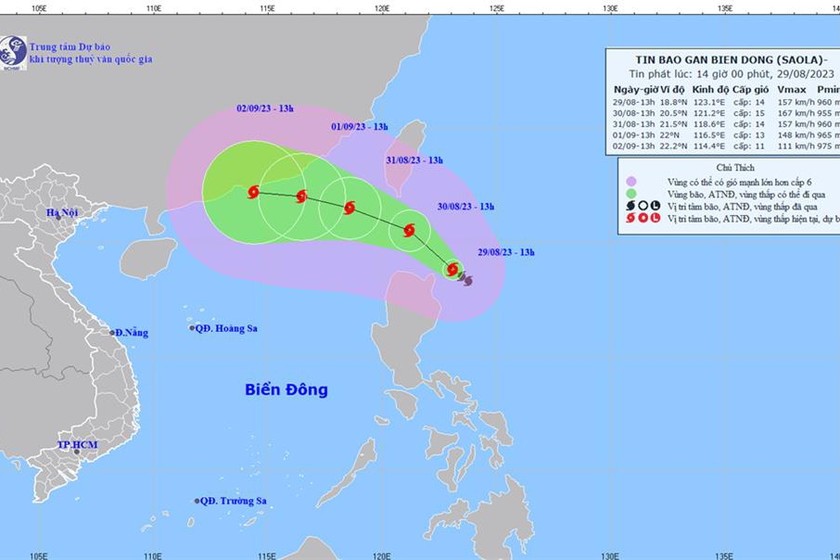 Hình ảnh di chuyển của bão SAOLA.