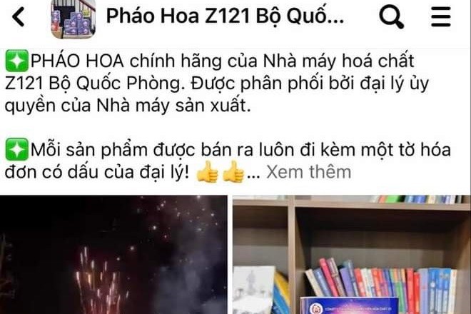 Hình ảnh các trang mạng bán tràn lan pháo hoa trên mạng xã hội.