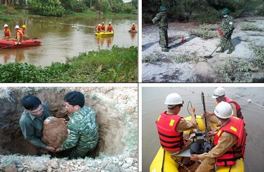 Chiến sỹ công binh Binh đoàn 11 rà phá bom mìn, vật liệu nổ 