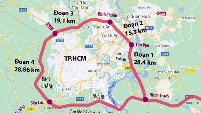 Sơ đồ tuyến Vành đai 3 TP HCM.