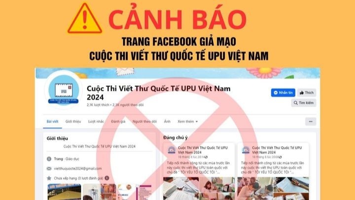 Vietnam Post vừa cảnh báo trang Facebook giả mạo Cuộc thi Viết thư UPU.