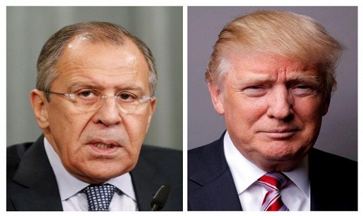 Ngoại trưởng Nga Lavrov (trái) và Tổng thống Mỹ Trump.